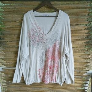 Contrast 3X Beige Cotton Bubble Top Plus